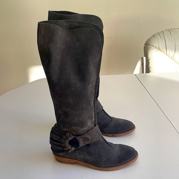 🆕 $545 BARNEY’S New York CO-OP Suede Gray Tall Boots Size 6.5 EU 36.5 - Picture 2 of 10